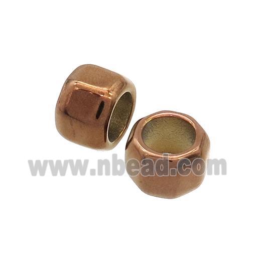 Stainless Steel Rondelle Beads Large Hole Rose Gold