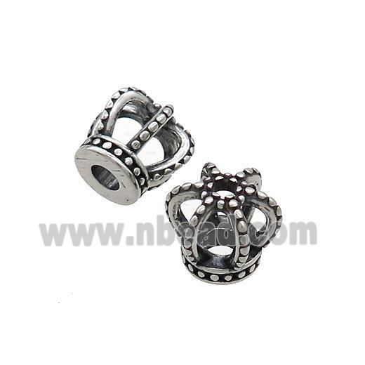 Stainless Steel Crown Beads Antique Silver