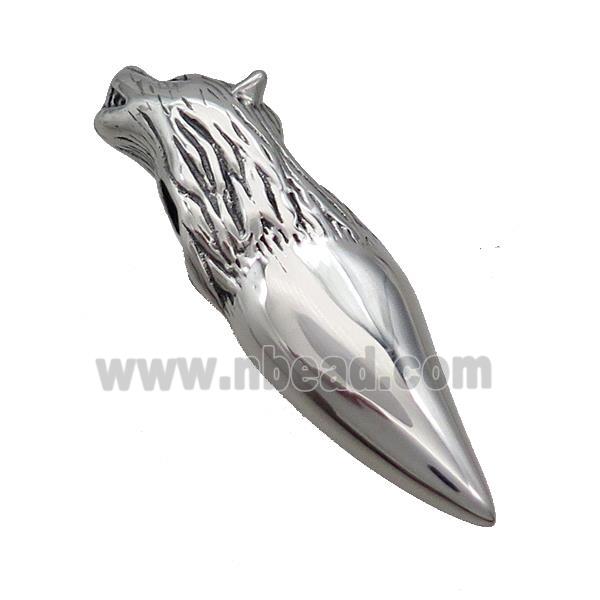Stainless Steel Leopard Pendant Antique Silver