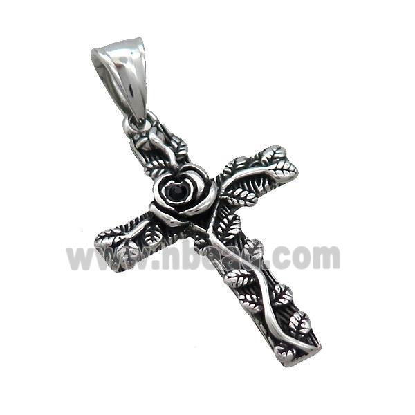 Stainless Steel Cross Pendant Antique Silver