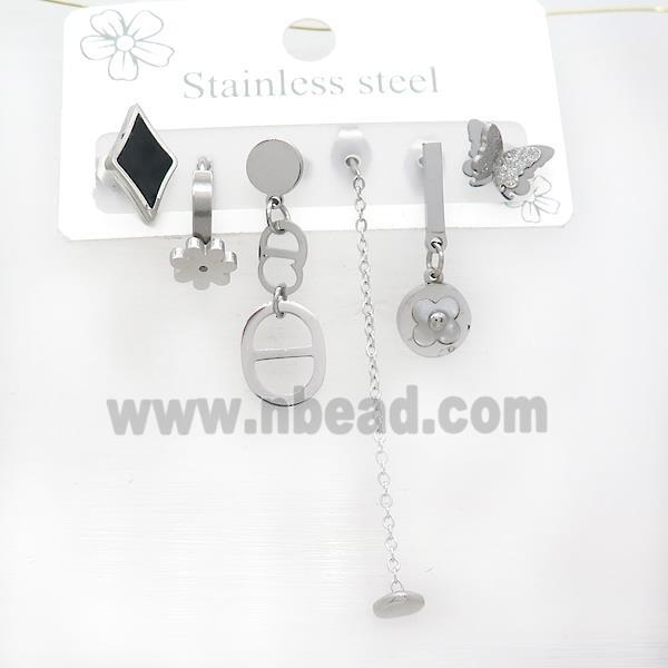 Raw Stainless Steel Earrings Mixed Shapes