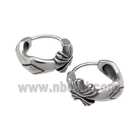 Stainless Steel Hoop Earrings Antique Silver