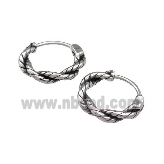Stainless Steel Hoop Earrings Antique Silver