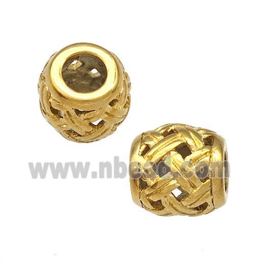 Stainless Steel Barrel Beads Hollow Large Hole Gold Plated