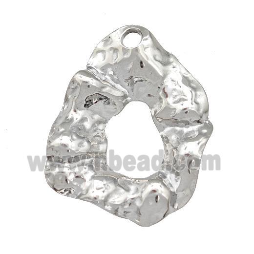 Raw Stainless Steel Pendant Freeform Hammered 