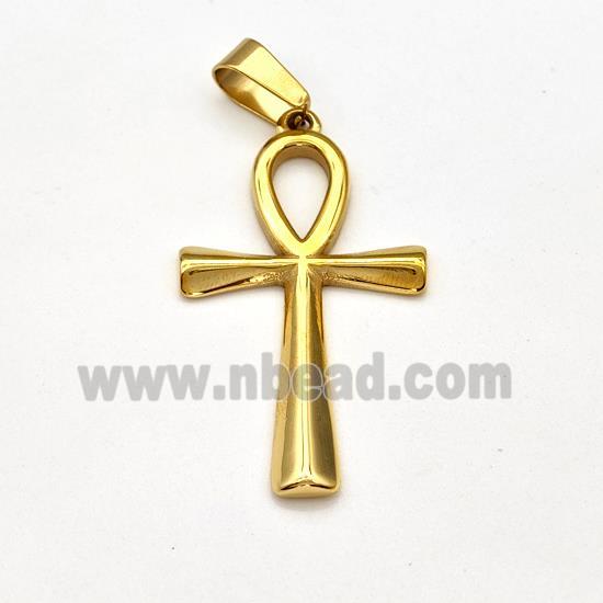 Stainless Steel Egyptian Ankh Cross Pendant Gold Plated