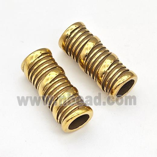 Stainless Steel Tube Beads Large Hole Gold Plated
