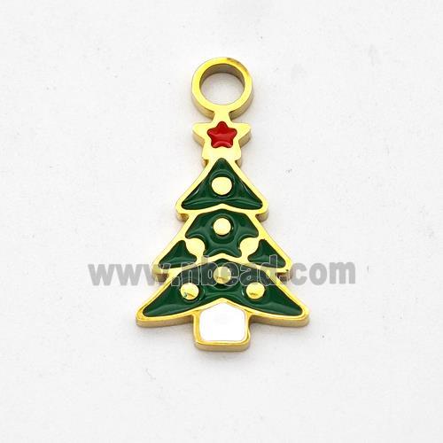 Christmas Tree Charms Stainless Steel Pendant Enamel Gold plated