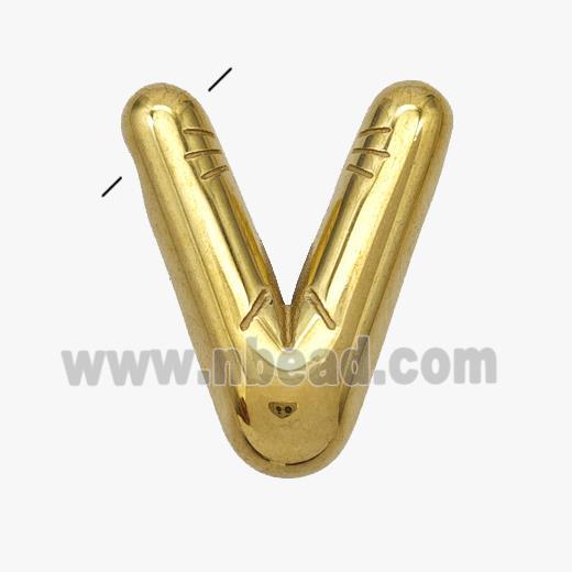 Stainless Steel Letter-V Pendant Gold Plated