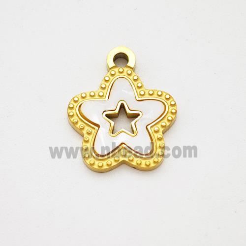 Stainless Steel Star Pendant Pave Shell Hollow Gold Plated