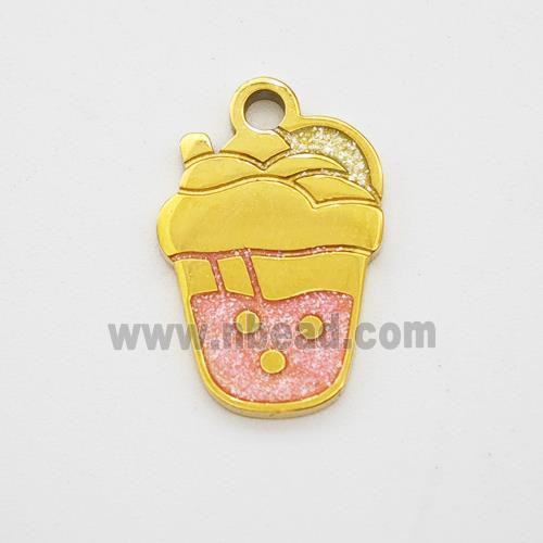 Stainless Steel Ice Cream Bottle Drink Cup Pendant Painted Gold Plated
