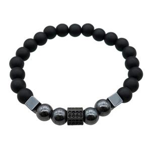 black matte Onyx Agate Bracelet, stretchy, approx 8mm dia