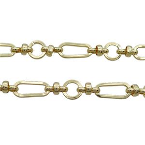 Copper Chain Gold Plated, approx 9mm, 8-16.5mm