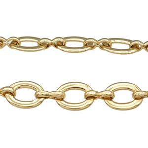 Copper Chain Gold Plated, approx 8-10mm