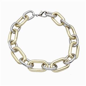 Aluminum Chain Necklace Gold Plated, approx 20-30mm, 22-40mm, 45cm length
