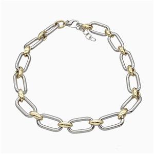 Aluminum Chain Necklace Gold Plated, approx 16-30mm, 12-16mm, 45cm length