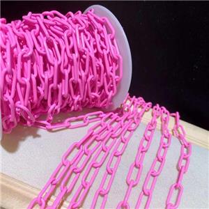 copper paperclip chain with pink fireLacquered, approx 7-15mm