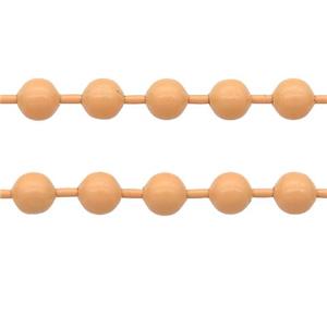 stainless Iron Ball Chain with fire peach lacquer, approx 2.4mm
