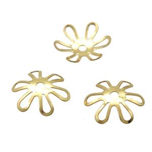 copper beadcaps, Unfade, gold plated, approx 11mm dia