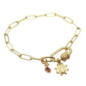 copper bracelet, gold plated, approx 4x11mm, 18cm length