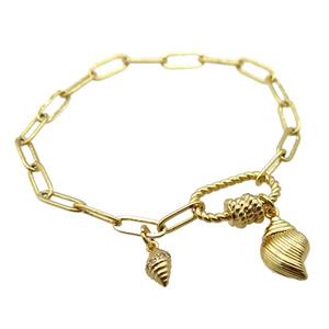 copper bracelet, gold plated, approx 4x11mm, 18cm length