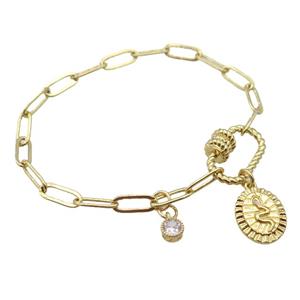 copper bracelet, gold plated, approx 4x11mm, 18cm length