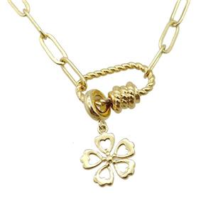 copper necklace, gold plated, approx 4x11mm, 44cm length
