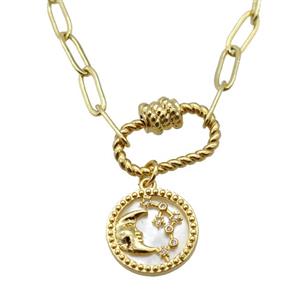 copper necklace, gold plated, approx 4x11mm, 44cm length