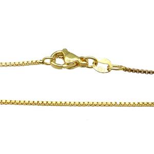 Copper Necklace Box Chain Unfaded Gold Plated, approx 1mm, 42cm length