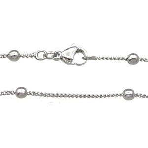 Copper Necklace Satellite Chain Unfaded Platinum Plated, approx 1.2mm, 3mm, 42cm length