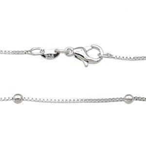 Copper Necklace Satellite BoxChain Unfaded Platinum Plated, approx 1mm, 2.5mm, 42cm length