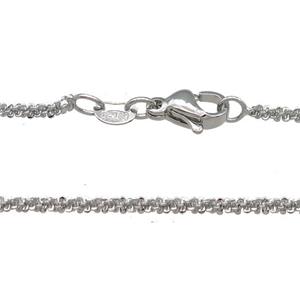 Copper Necklace Chain Unfaded Platinum Plated, approx 2mm, 42cm length