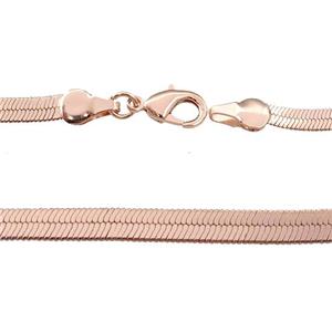 Copper Necklace FlatSnake Chain Unfaded Rose Gold, approx 4mm, 44cm length
