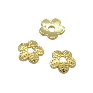 Copper Bead Caps Unfaded Gold Plated, approx 6mm