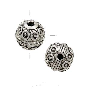 Tibetan Style Zinc Guru Beads Round THole Antique Silver, approx 12mm