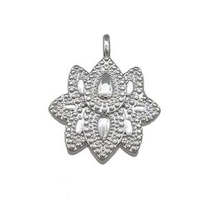 Copper Flower Pendant Platinum Plated, approx 15mm