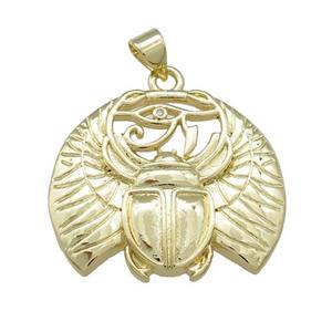 Copper Beetle Pendant Insect Charms Gold Plated, approx 23-27mm