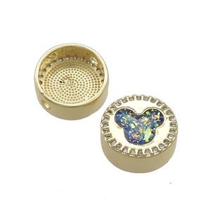 Copper Button Beads Pave Multicolor Fire Opal 18K Gold Plated, approx 12mm