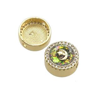 Copper Button Beads Pave Fire Opal Moon Star 18K Gold Plated, approx 12mm