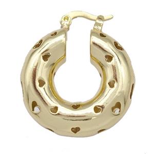 Copper Latchback Earrings Hollow 18K Gold Plated, approx 25mm