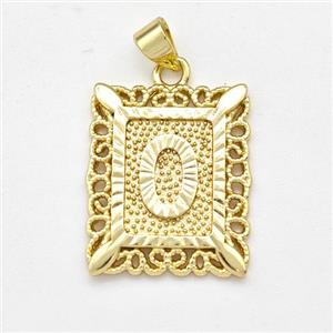 Copper Letter-O Pendant Frame Gold Plated, approx 18-21mm