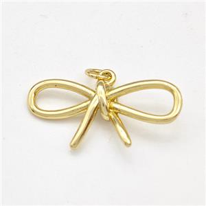 Copper Bow Pendant Gold Plated, approx 17-25mm