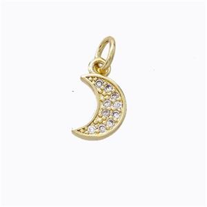 Copper Moon Pendant Pave Zirconia Gold Plated, approx 7-9mm