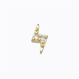Copper Lightning Beads Pave Zirconia Without Hole Gold Plated, approx 5-6mm