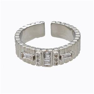 Copper Ring Micropave Zirconia Platinum Plated, approx 5.5mm, 18mm dia