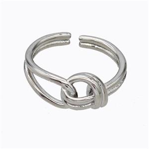 Copper Knot Ring Platinum Plated, approx 8mm, 18mm dia