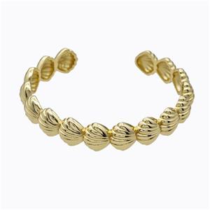 Copper Scallop Bangle Shell Gold Plated, approx 12mm, 50-55mm dia