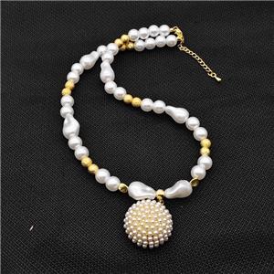 Pearlized ABS Resin Sun Necklace, approx 25mm, 6-14mm
