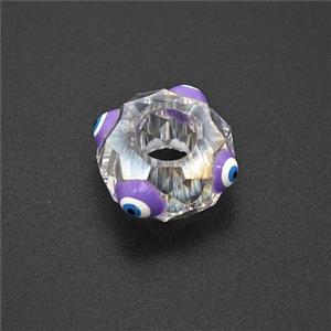 Crystal Glass Rondelle Beads With Evil Eye Large Hole Faceted, approx 14mm, 6mm hole