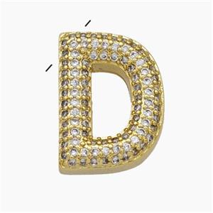 Copper Letter-D Pendant Pave Zirconia Gold Plated, approx 15-20mm
